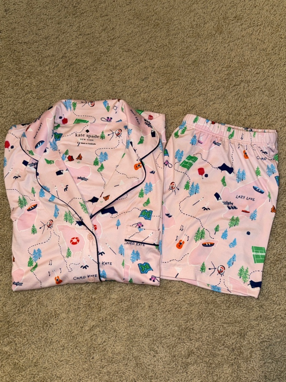 kate spade Pink Camp-Print Women's Pajama Set